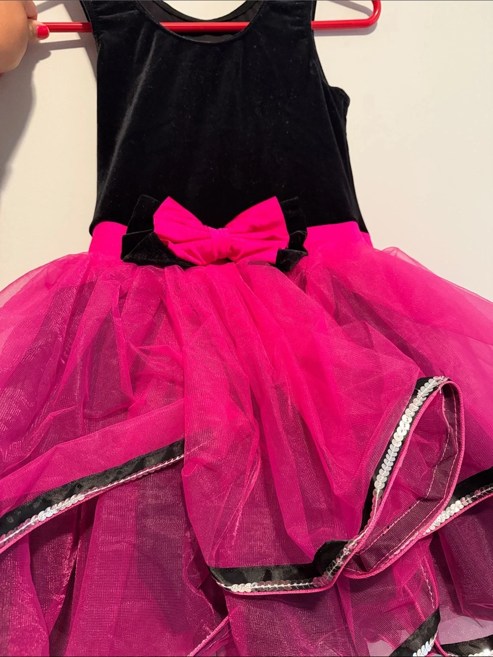 Weissman Black and Hot Pink Tutu Dance Costume with Sequin Trim